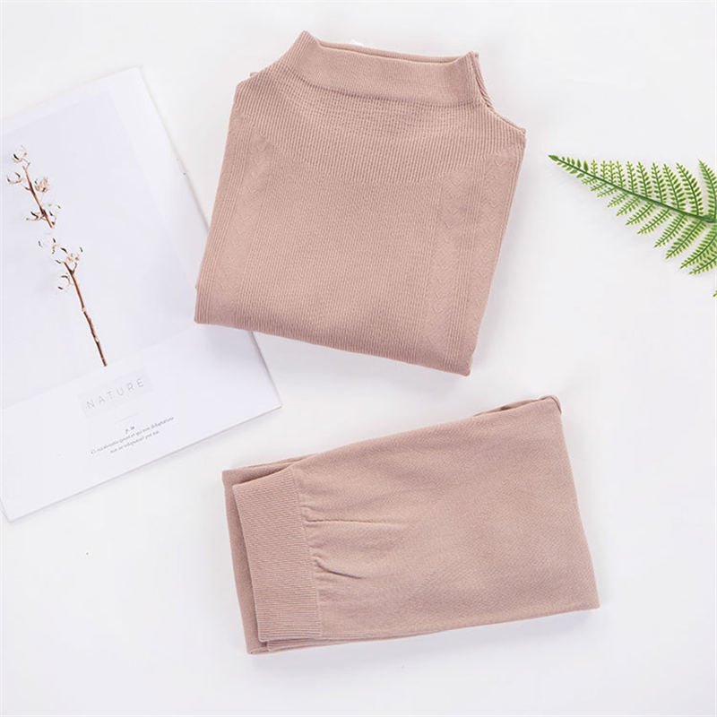 Warm Thermal Underwear Sexy Ladies Intimates Long Johns Women Shaped Sets Female Middle Collar Thermal Shaping Clothes