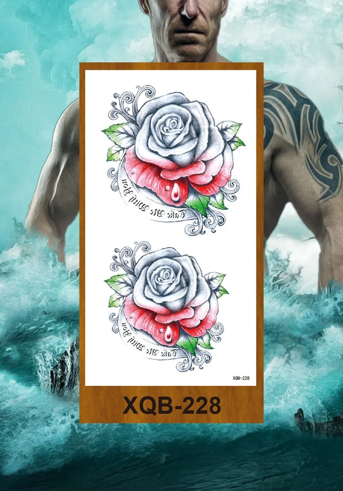 Temporary Tattoos Stickers Women Girls Arm Waist Buttocks Chest Art Fake Tatoo Sexy Flower Bush Peony Rose Lily Body Face Jewels