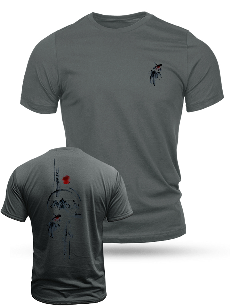 Men's Koi Ink Painting Print Casual Short Sleeve T-shirt