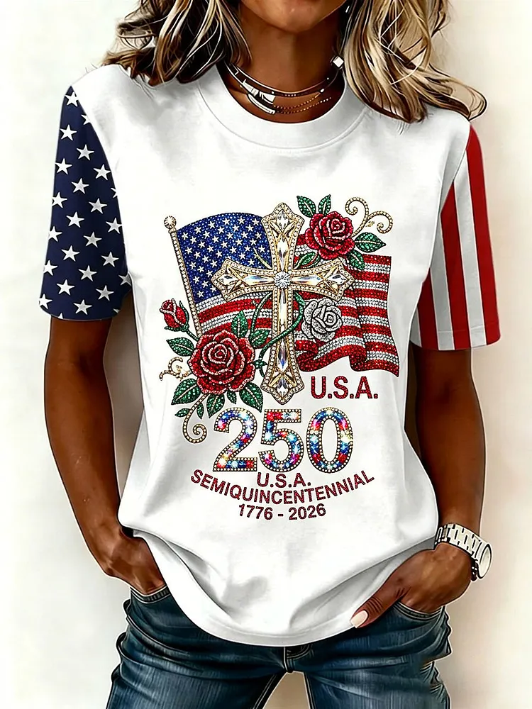 Women's Casual 250th Anniversary Printed Art T-Shirt 