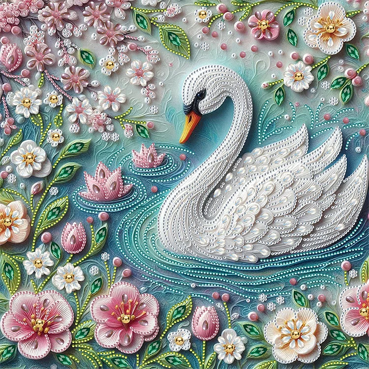 White Swan 40*40CM (Canvas) Special Shaped Drill Diamond Painting gbfke