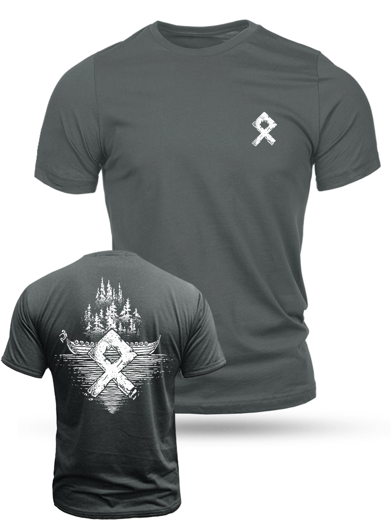 Men's Viking Rune Forest Symbol Print Casual Short Sleeve T-shirt