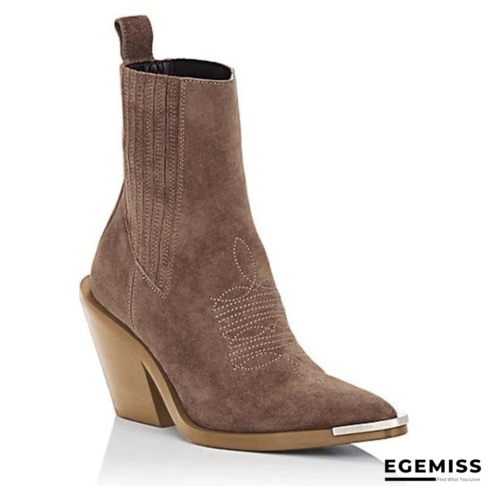 Chunky Heel Pointed Ankle Boots | EGEMISS