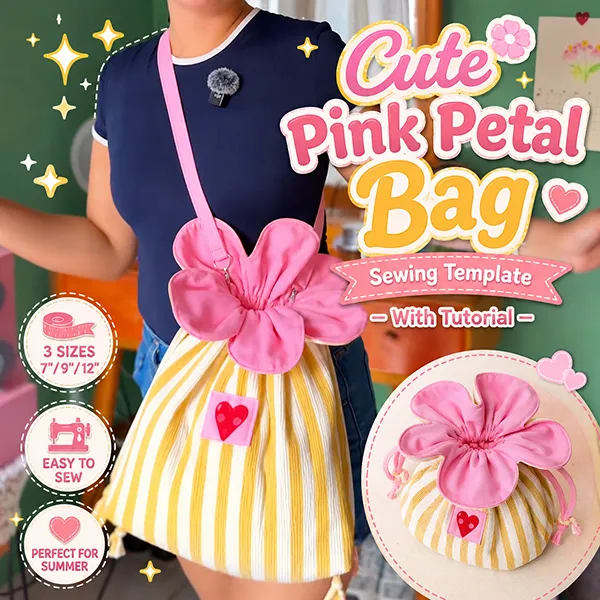 Cute Pink Petal Bag Sewing Template &ndash; With Tutorial
