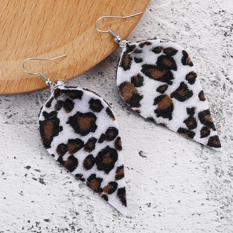 Leaf Pattern Leopard Earrings
