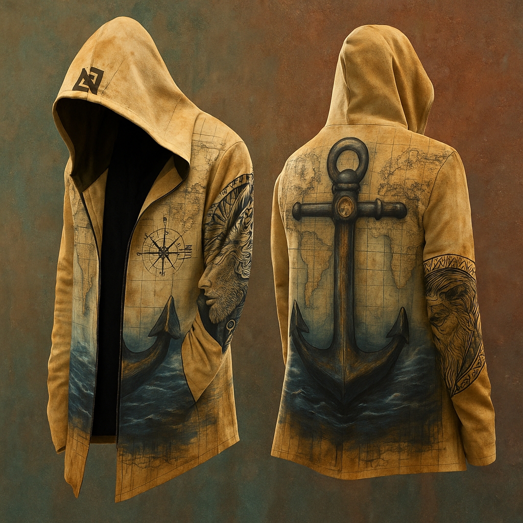Men's Viking Mythology Anchor Totem Hooded Jacket / Rvogue / Rvogue