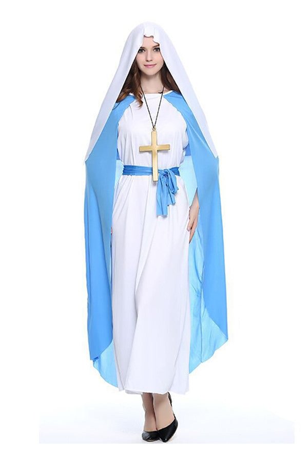 Halloween Cosplay Christ Virgin Mary Halloween Costume For Women Blue-elleschic