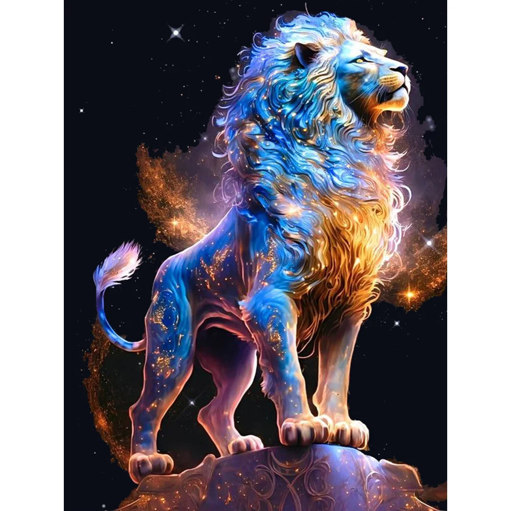 Diamond Painting - Full Round Drill - Starry Lion(Canvas|30*40cm)