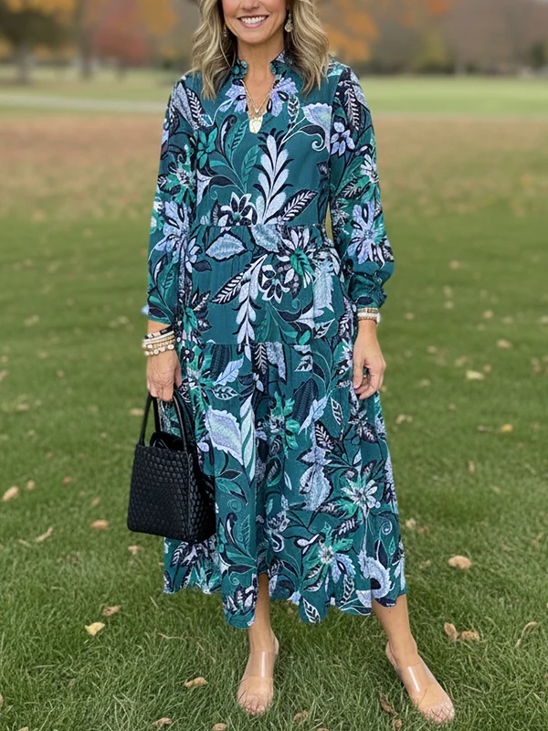 NEW🔥 V Neck Floral Vintage Print Dress