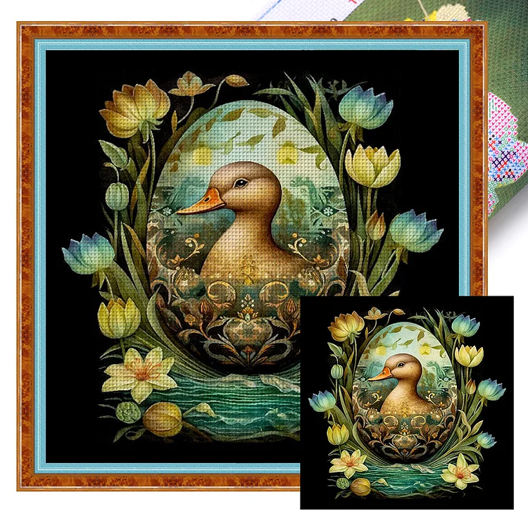 【Huacan Brand】Easter Duck 11CT Stamped Cross Stitch 45*45CM