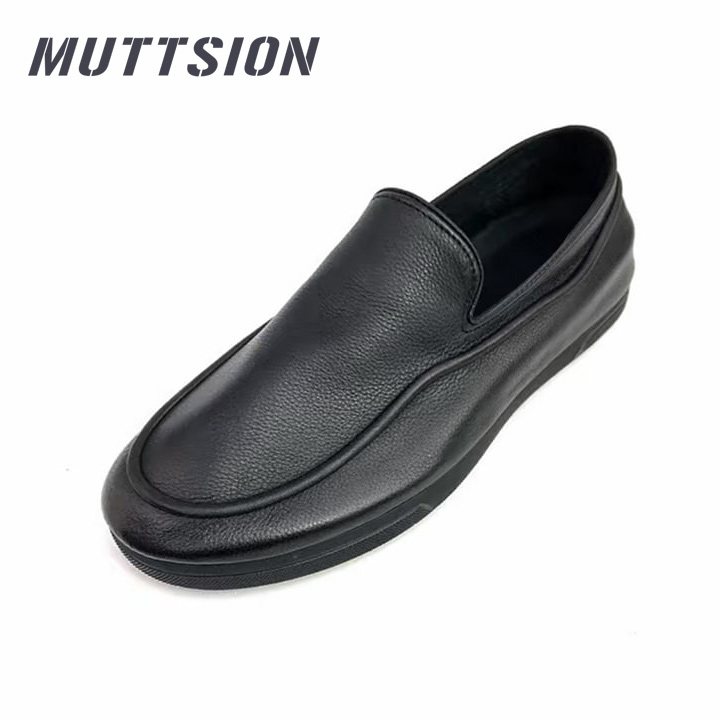 Original MUTTSION black soft sole cowhide leather loafers