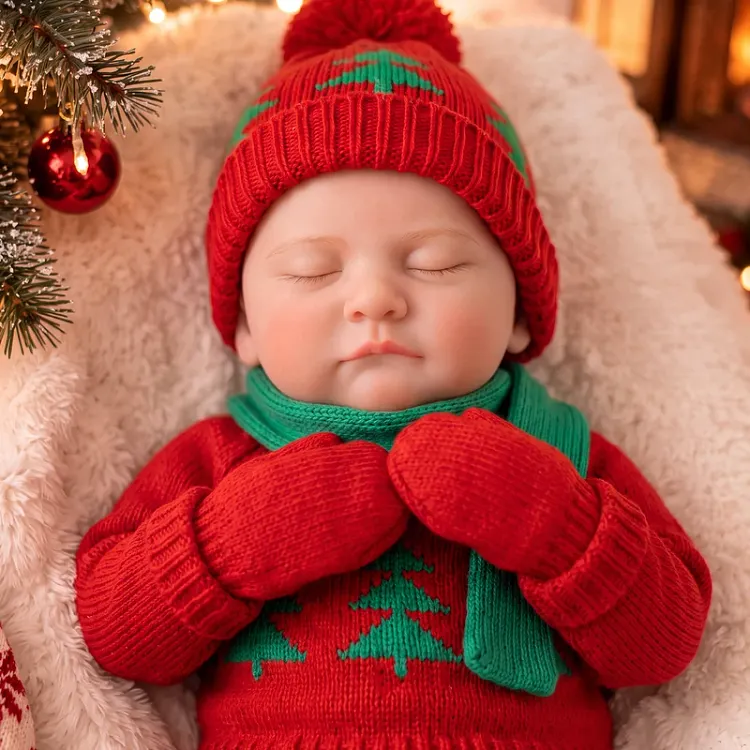 Babeside Liors 12''/16" Silicone Reborn Baby Girl Doll &ndash; Christmas Knit Outfit Sleeping Baby Gift