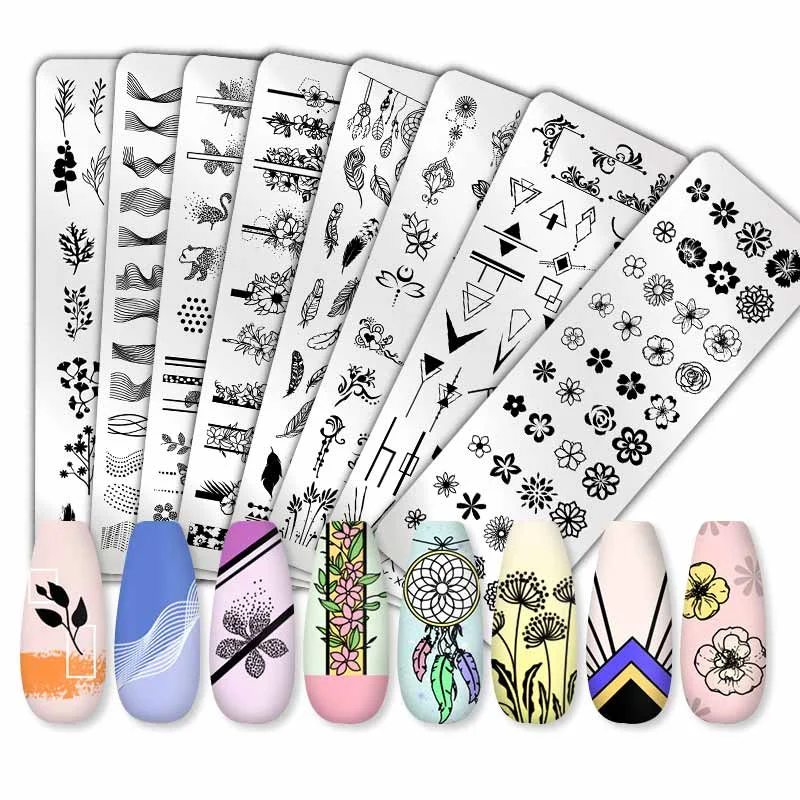 PICT YOU  Flower Geometry Nail Stamping Plates Animal Leaves DIY Image Stencil For Nails Polish Printing Templates Tools