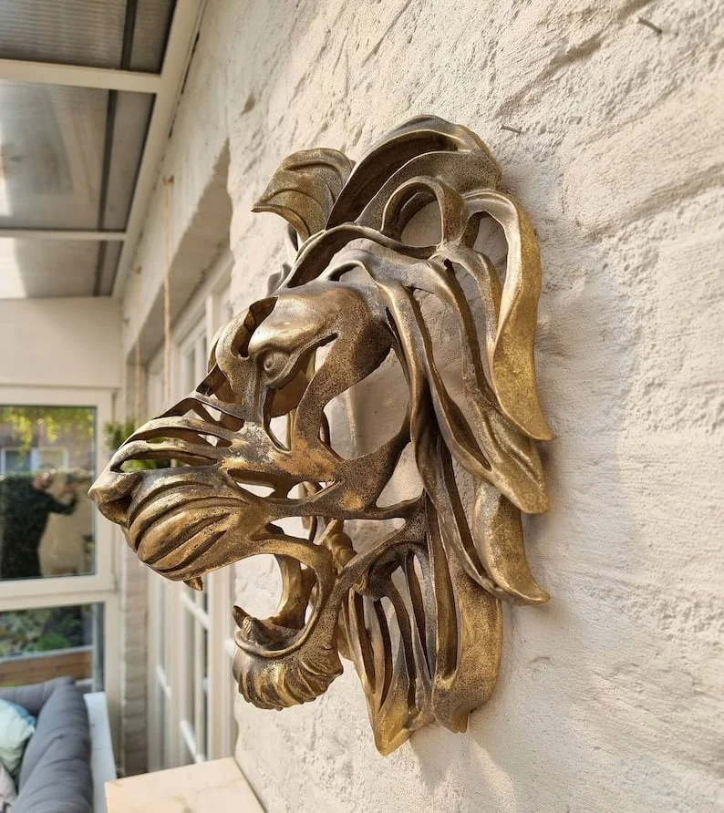 🦁Rare Find-Large Lion Head Wall Mounted Art Sculpture🎁