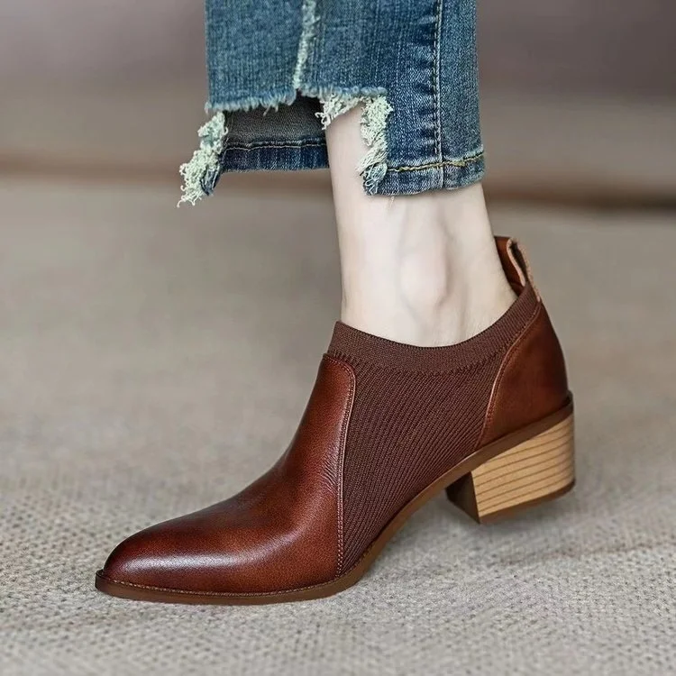 Yyvonne Heel Single-Shoe Women 2025 Spring And Autumn Commuting Tips With Retro Deep Mouth Pedaling Lazy Little Leather Shoes Women