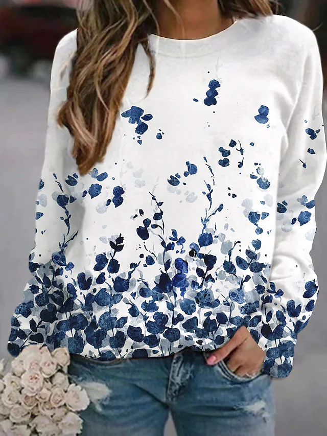 Women's Pullover Basic Streetwear Print Floral Sweatshirt