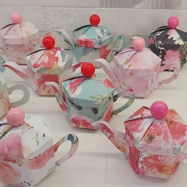 Teapot Favour Box Template Set-With Instructions