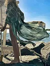 Sexy Printed Sun Protection V-Neck Half Sleeves Chiffon Cardigans
