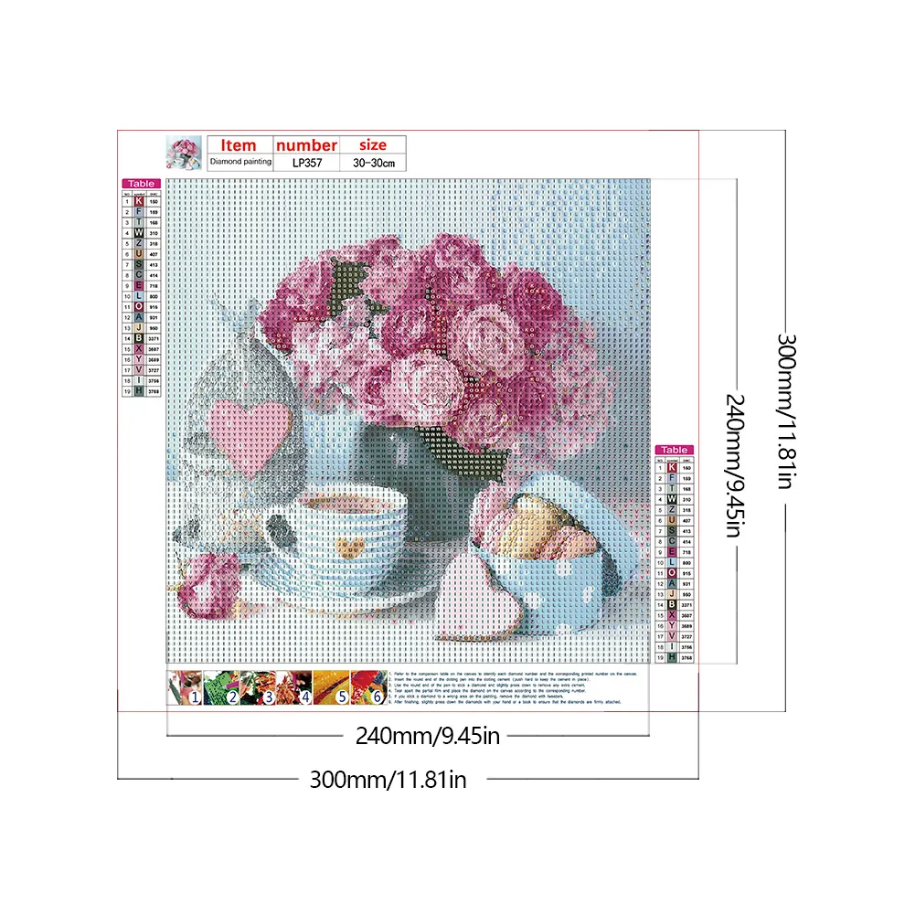 Full Round Diamond Painting 30*30cm - Rose Bouquet
