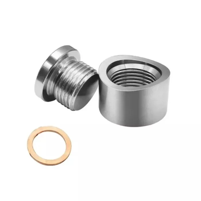 Oxygen Sensor Stainless Steels Bung Stepped Mounting Cap Kit with Gasket
