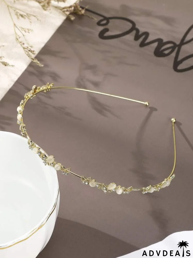 Faux Pearl & Rhinestone Decor Headband