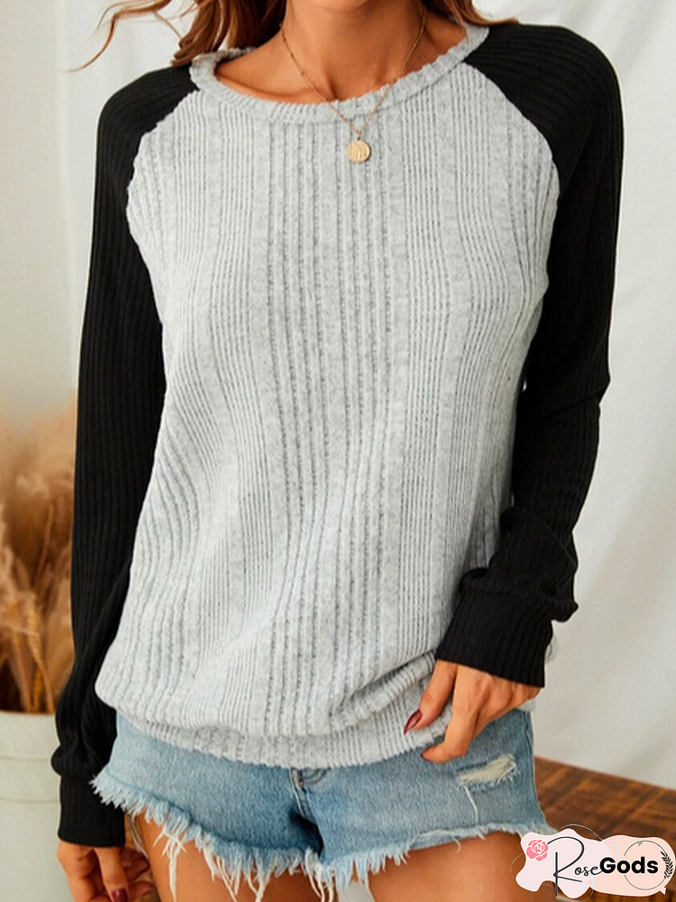 Casual Loose Color Block Sweatshirts