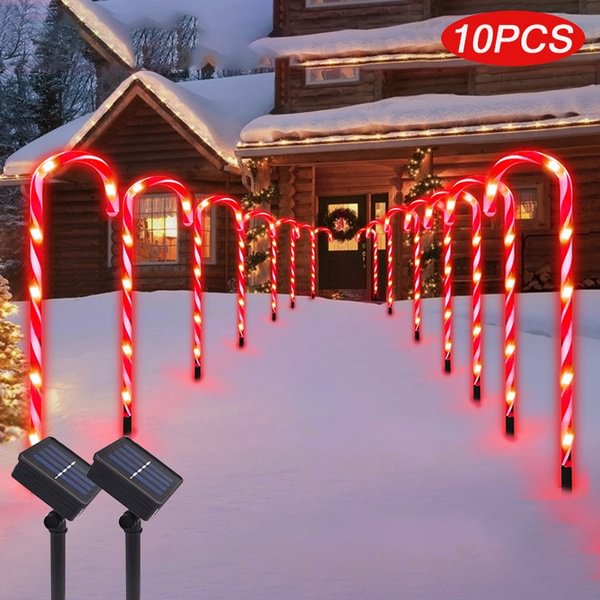 Christmas Candy Cane Lights Solar Charge Outdoor Christmas Ornaments, Outside Decoration for Yard Lawn - Shop Trendy Women's Fashion | TeeYours