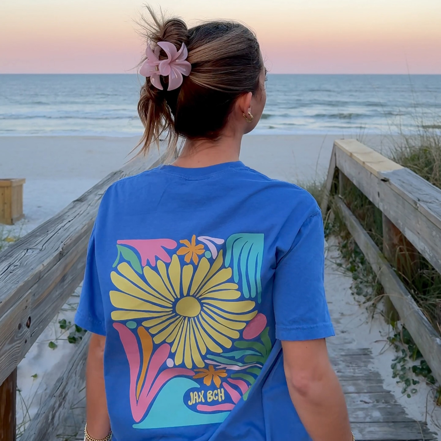  Vibrant Floral Print Beach T-Shirt for Women