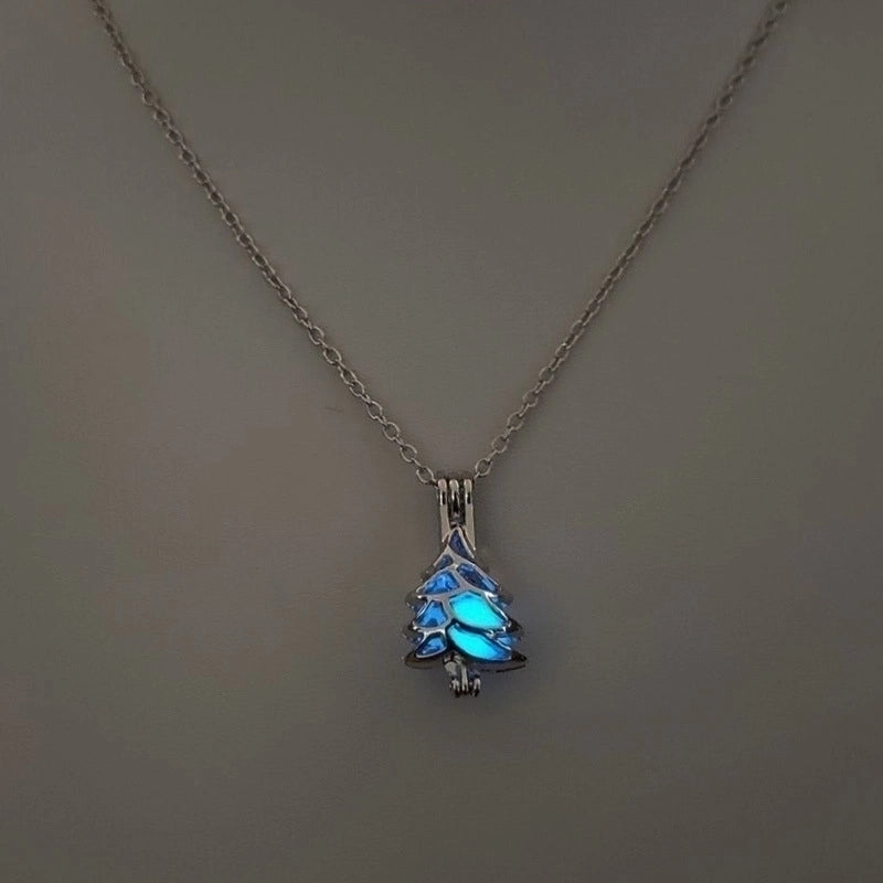 Luminous Hollow Diy Cage Christmas Tree Women’s Necklace