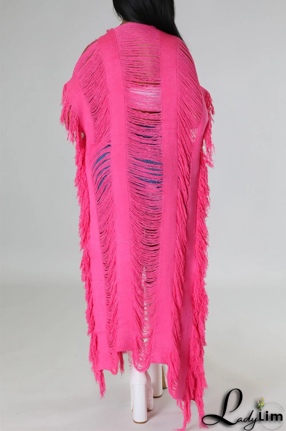 Black Fashion Casual Solid Tassel Patchwork Cardigan Outerwear