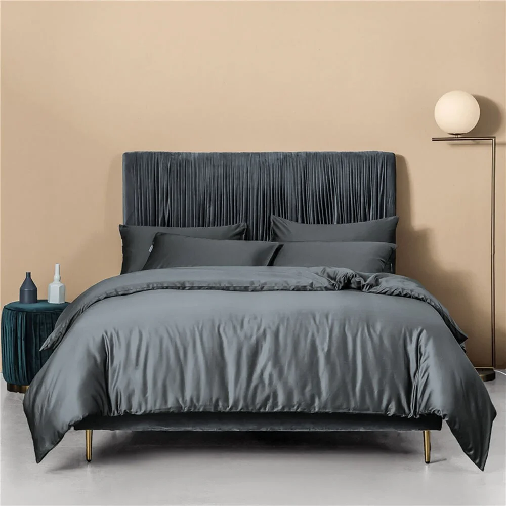 Xpoko Svetanya Solid Color Egyptian Cotton Linens Twin Queen King Size Family Set Sheet Duvet Cover Set Bedding