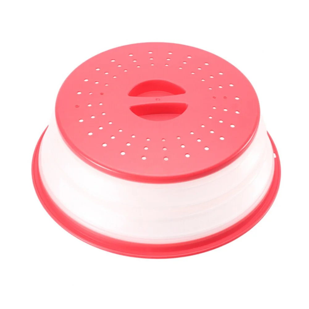 Foldable Silicone Microwave Cover Lid Plate Cover Colander Strainer for Fruit Vegetables 10.5 inch Microwave Cover Lid