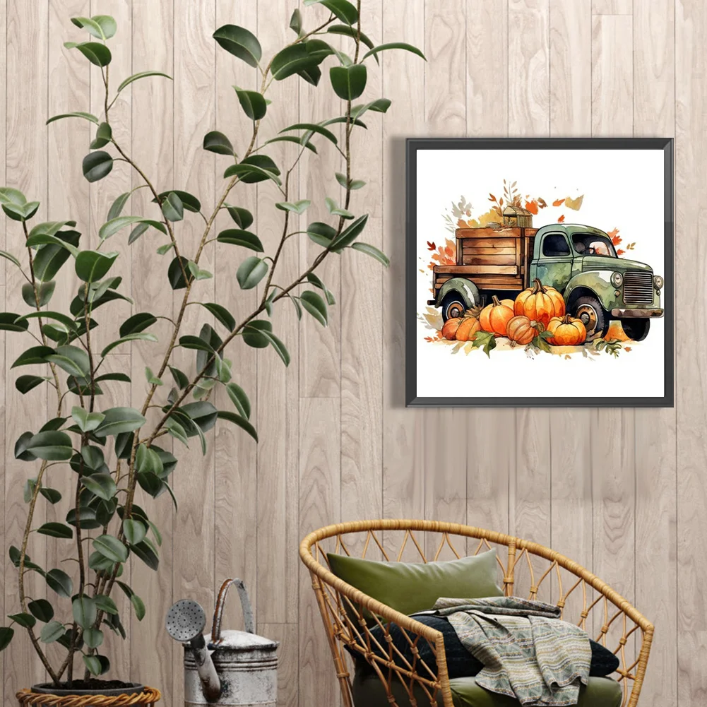 Diamond Painting - Full Round Drill - Pumpkin Lorry(Canvas|40*40cm)