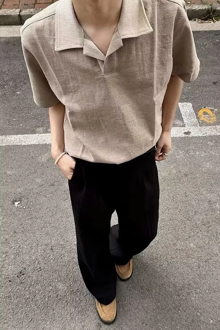 Linen Polo Shirt for Men Casual and Versatile