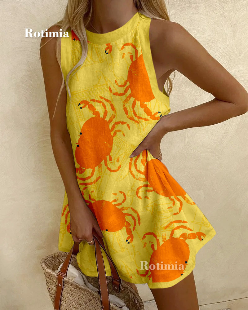 Crab print mini dress