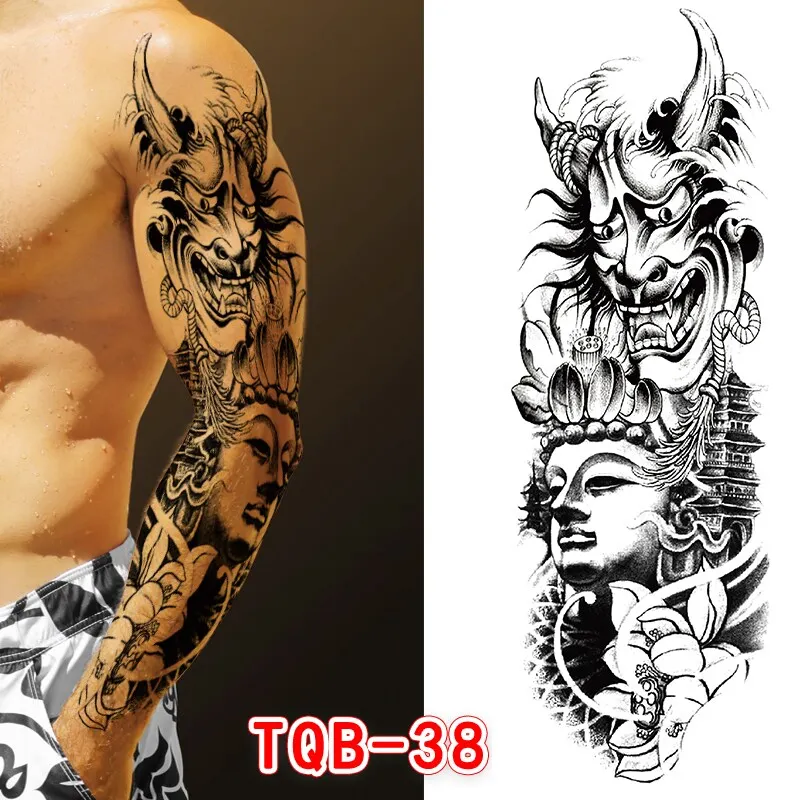 Sdrawing Temporari Tattoo Sticker for Men Death Skull Henna Skeleton King Animal Arm Leg Tatoo Pattern Fake Tattoo for Woman
