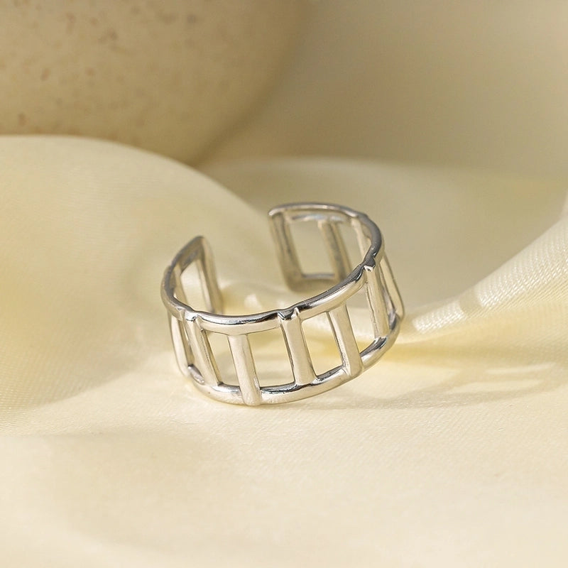 Elegant Streetwear Waves Heart Shape Flower Titanium Steel Irregular Plating Open Rings