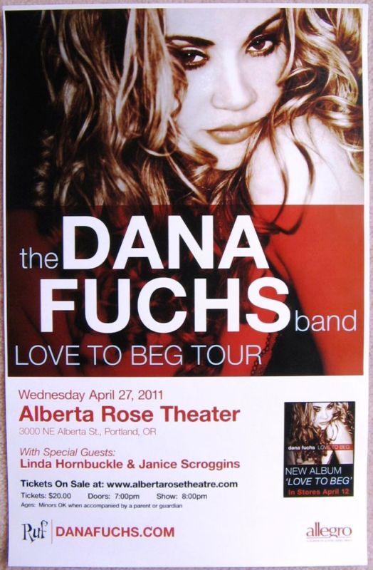 DANA FUCHS 2011 Gig POSTER Portland Oregon Concert