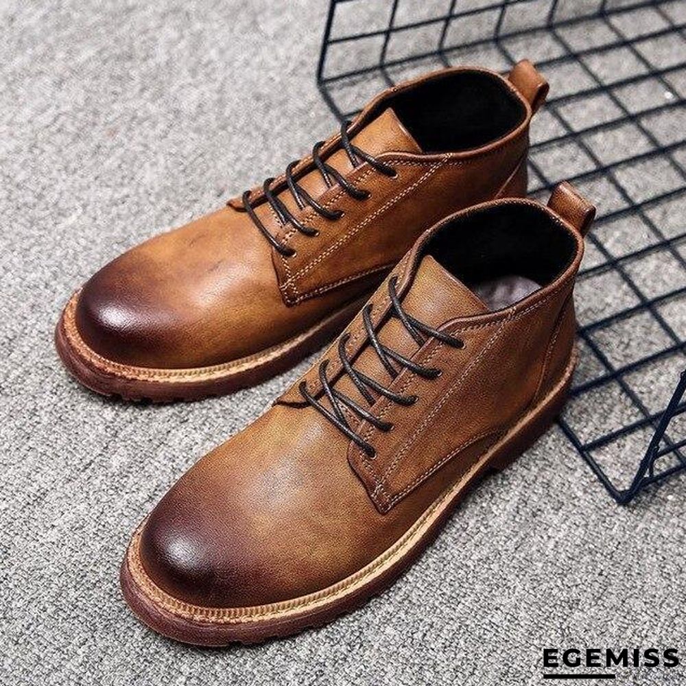 Leather Hight Top Warm Snow Boots Oxfords Plush Ankle Work Fur Men Boots | EGEMISS