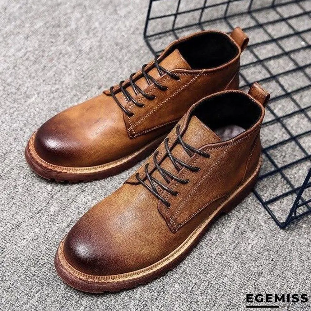 Leather Hight Top Warm Snow Boots Oxfords Plush Ankle Work Fur Men Boots | EGEMISS