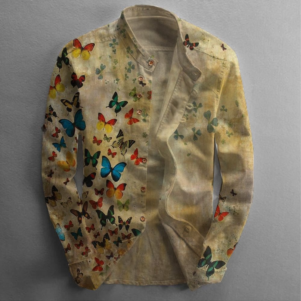 Pre-sale Men's casual butterfly print shirt