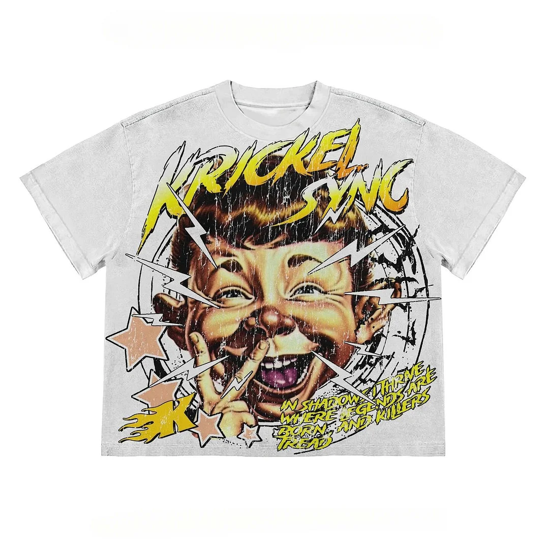 Ueong Sales 2024 Summer New T-Shirts Hip-Hop Punk Printed Patterns American Gothic Street Men's T-Shirts