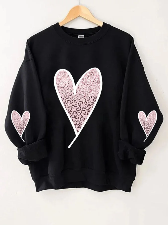 Women's Valentine's Day Heart Print Sweatshirt