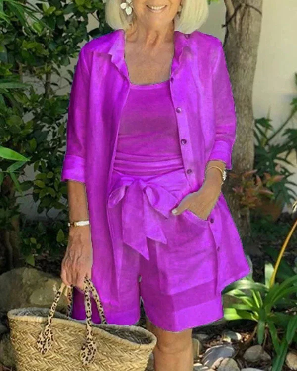 Simple Long Sleeve Three-piece Women's Suit