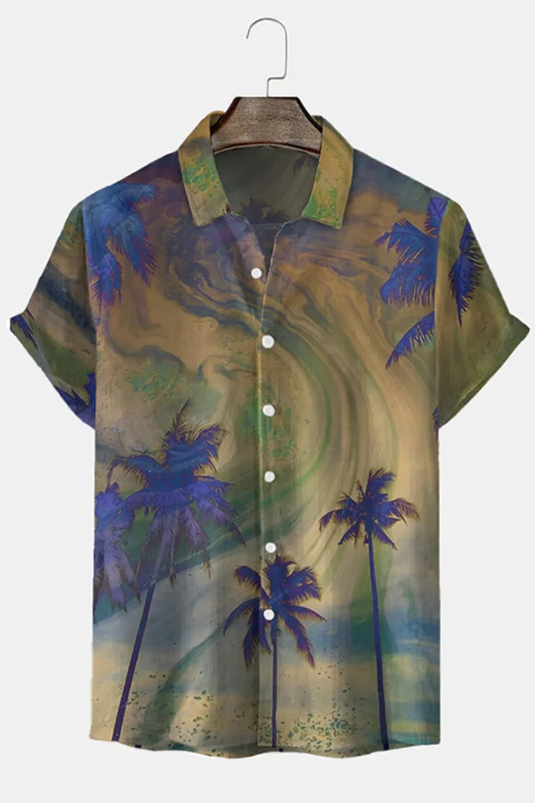 Trendy Gradient Coconut Print Short Sleeve Shirt
