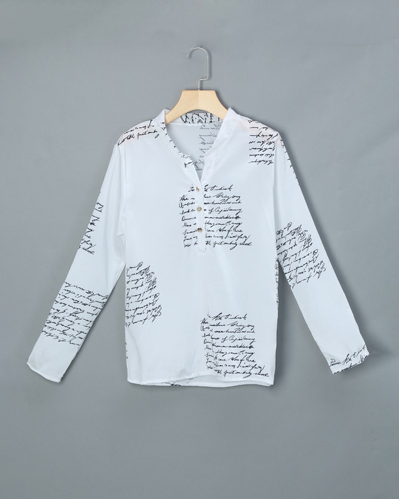Letter Print Button Design Casual Shirt