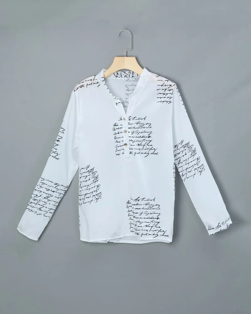 Letter Print Button Design Casual Shirt