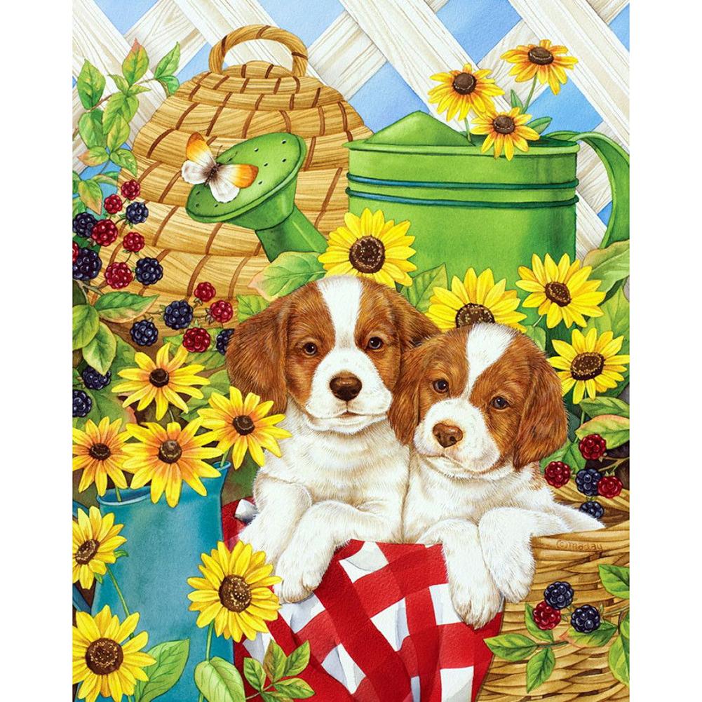 

30*40CM-Round Drill Diamond Painting-Flower Dog, 501 Original