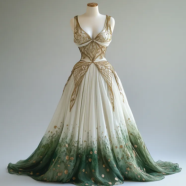 Patchwork Waist Print Princess Dress b5c1