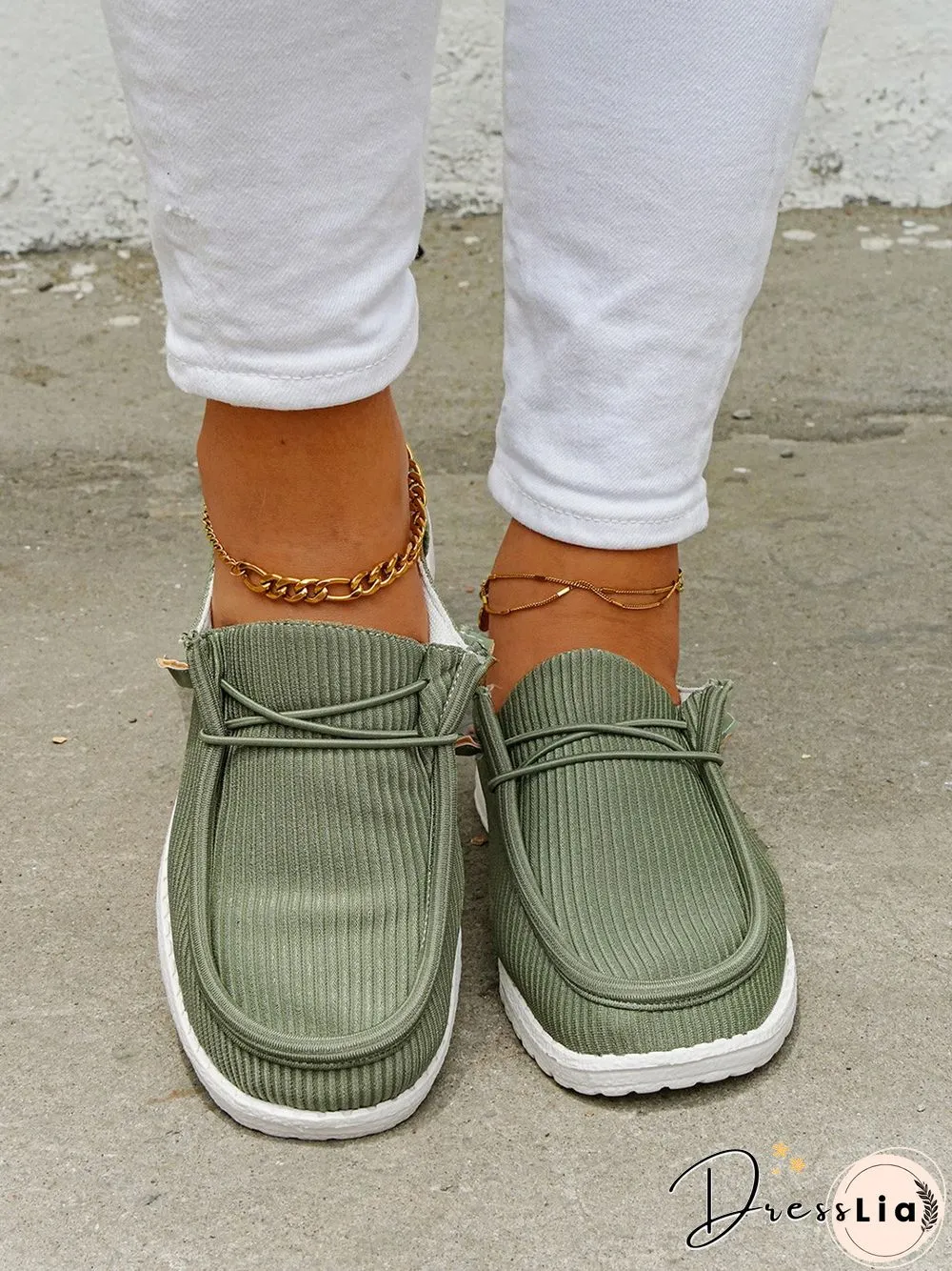 Casual Light Lace Up Flats Canvas Shoes